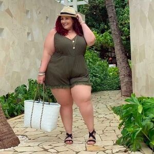 Olive Green Plus Size Romper – 4XL